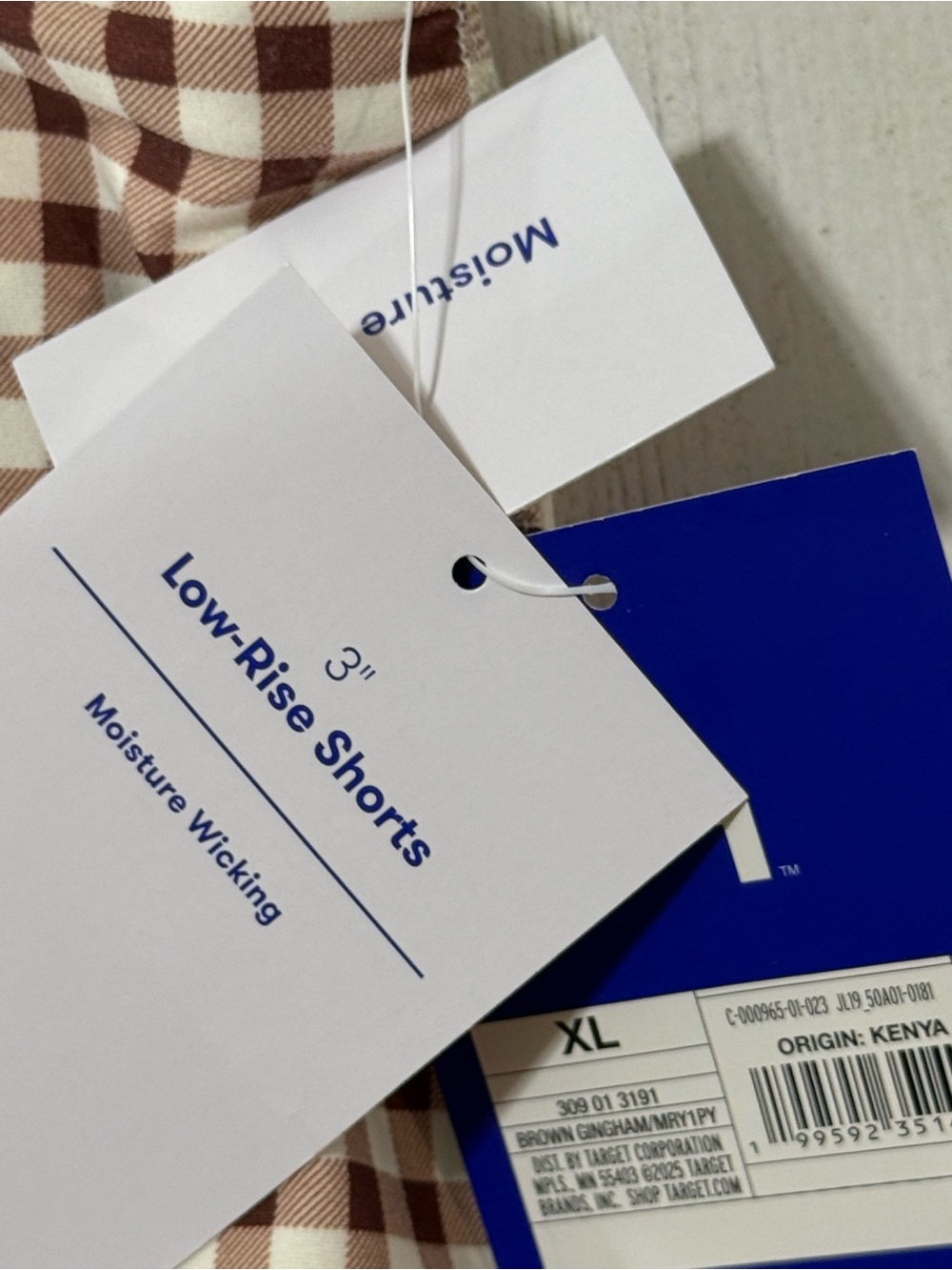 JoyLab Brown and White Gingham Low Rise Fold over Waist Shorts - Picture 7 of 9